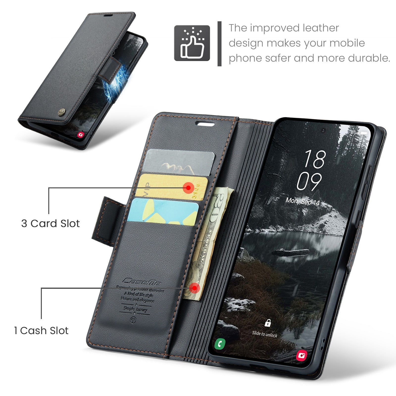 Galaxy S25 Edge Pu Wallet Case [Black]