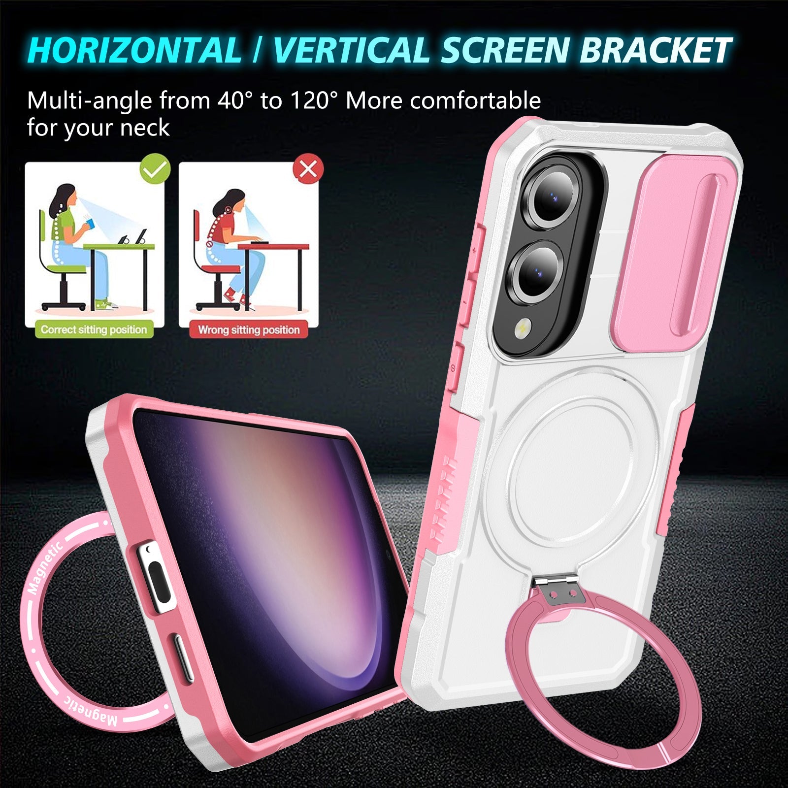 Samsung Galaxy S25 Edge Magsafe Sliding Cover Case [Pinkwhite]