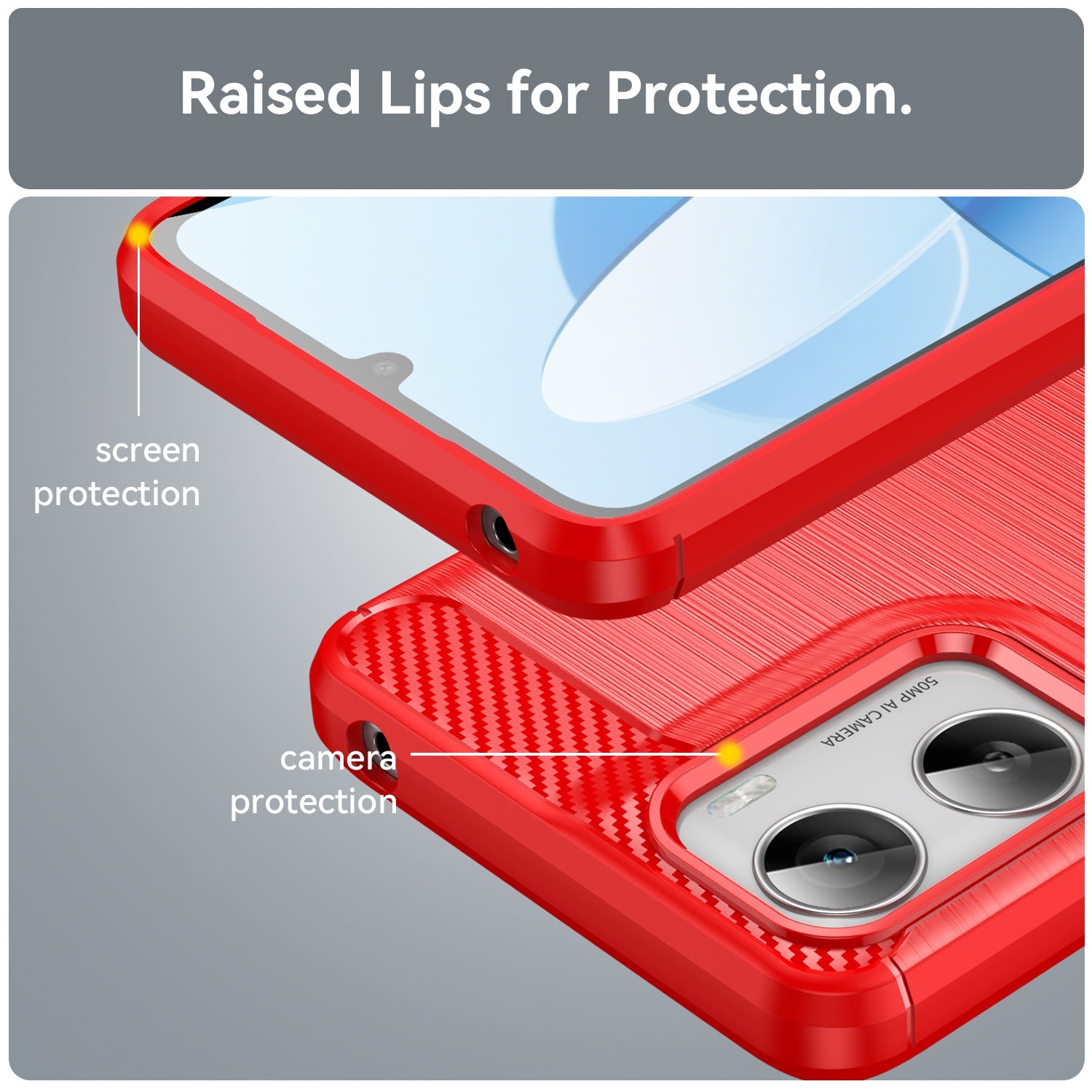 Moto G06 Carbon Fibre Case [Red]