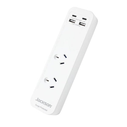 2 Way Surge Protected Powerboard 2x USB-A/C Fast Charge Ports