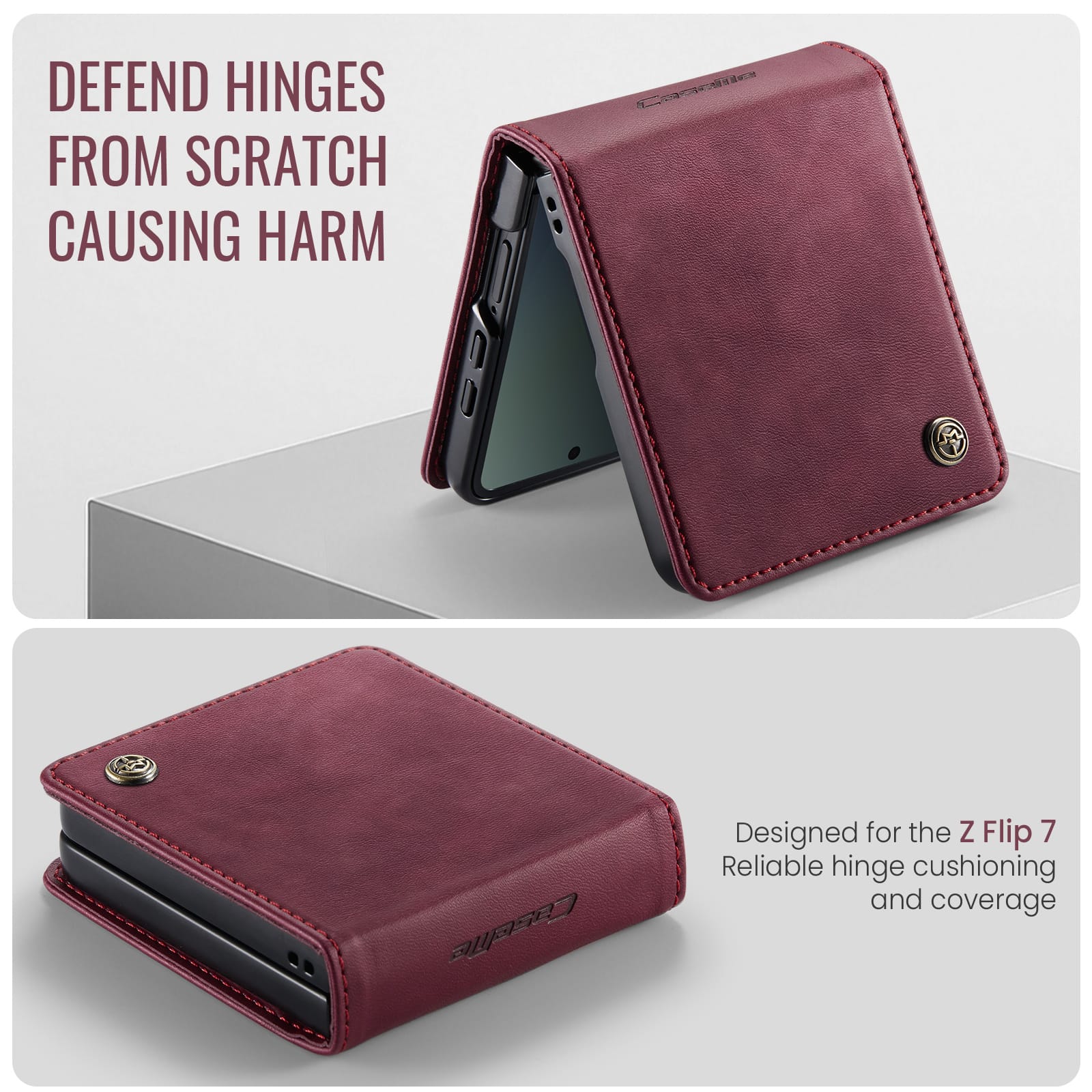 Galaxy Z Flip 7 Pu Leather Case [Maroon]