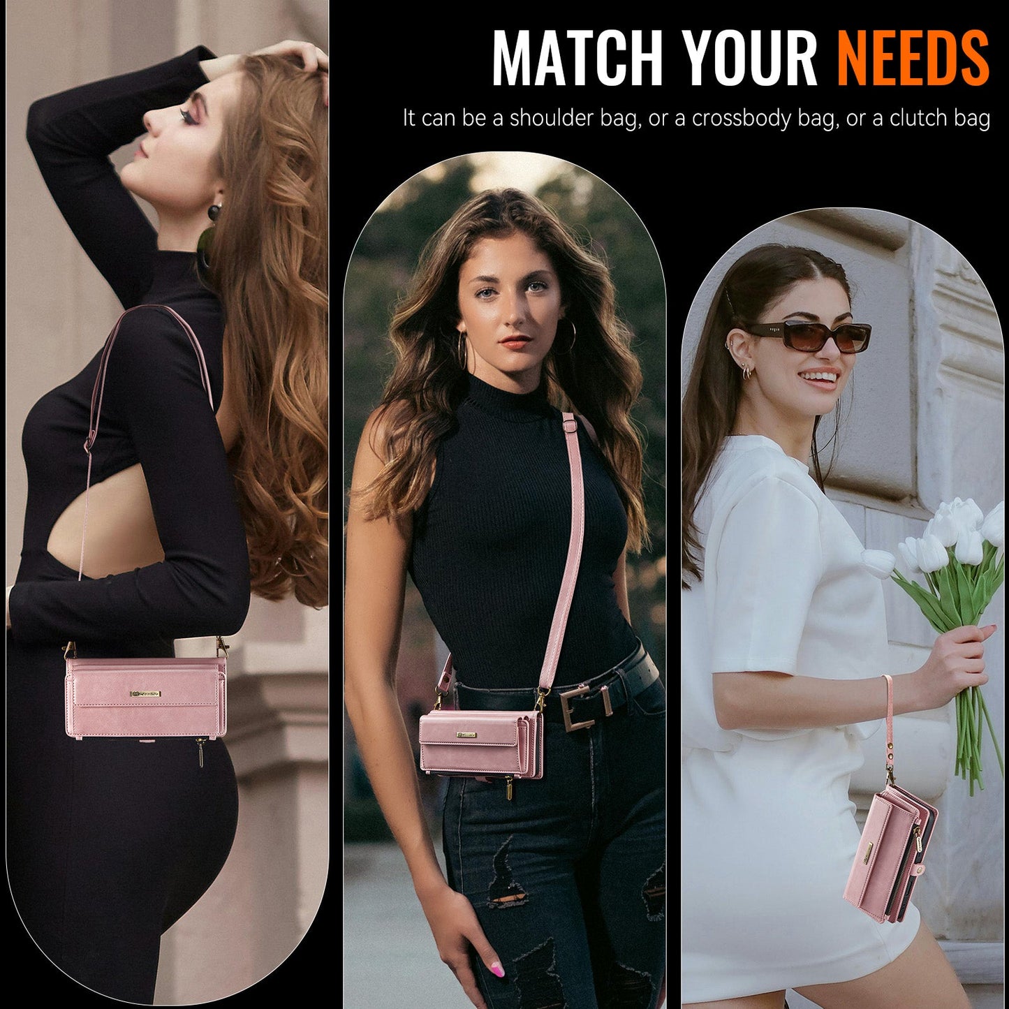 Iphone 14 Plus Crossbody Wallet [Pink]