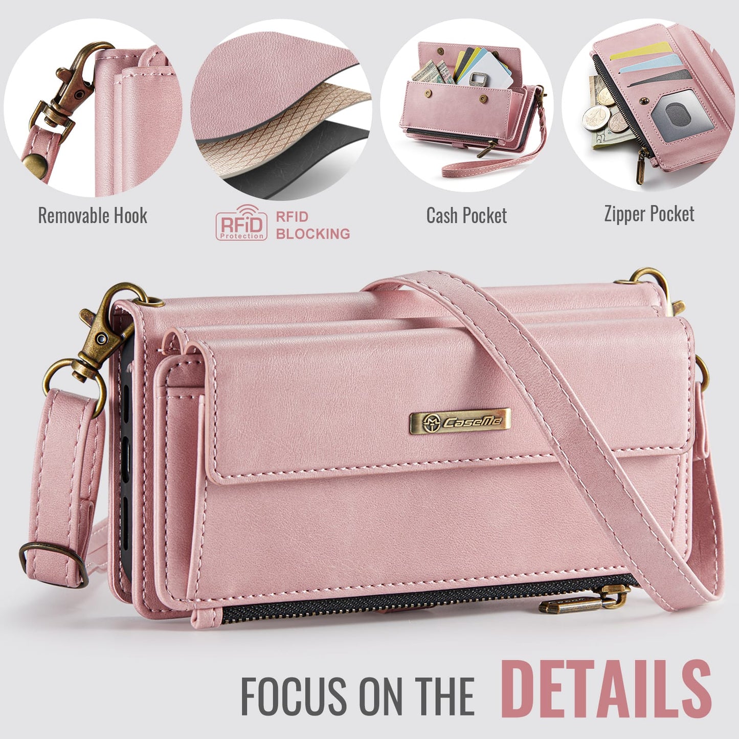 Iphone 14 Plus Crossbody Wallet [Pink]