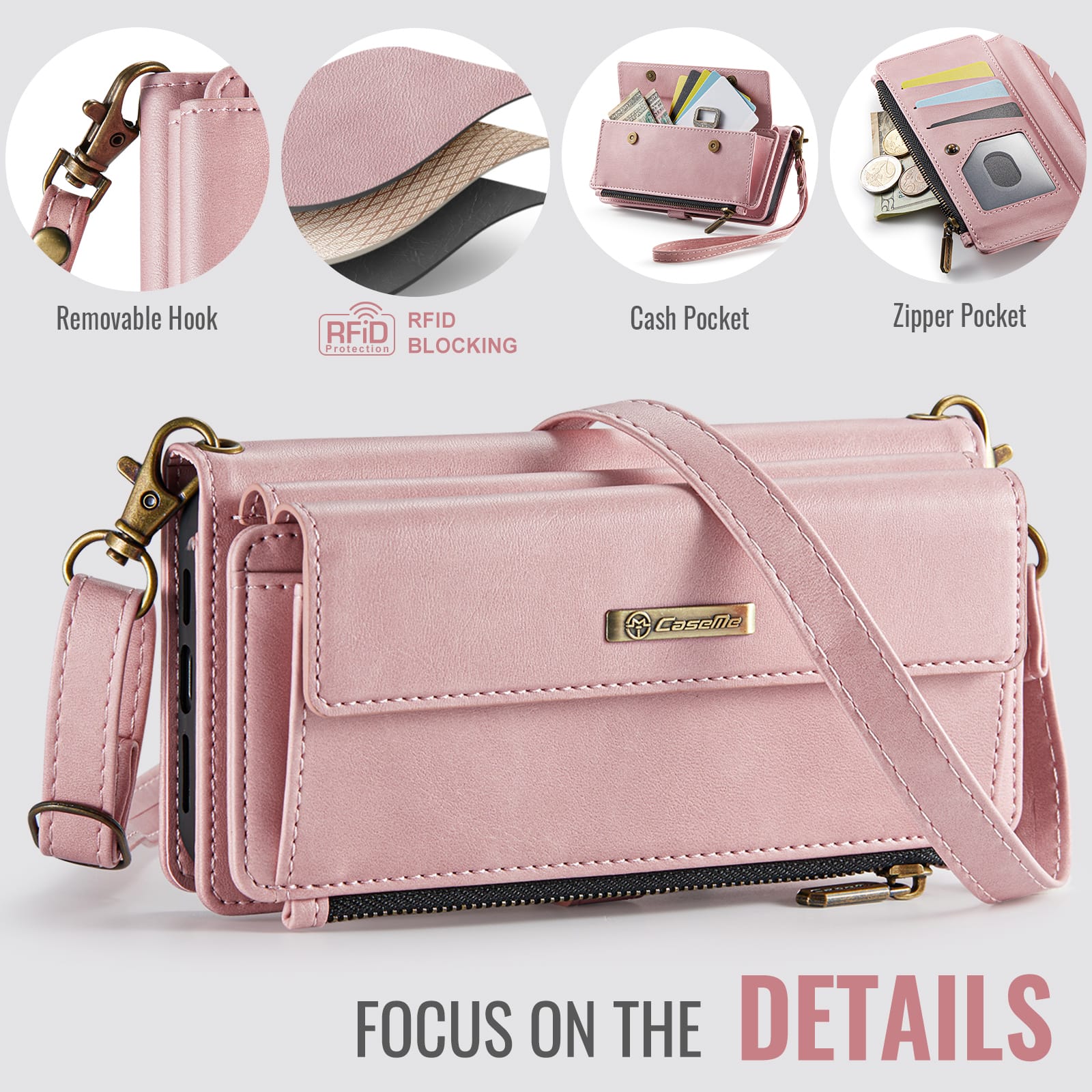 Iphone 14 Plus Crossbody Wallet [Pink]