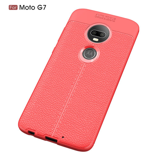Moto G7/G7Plus Leather Texture Case Red