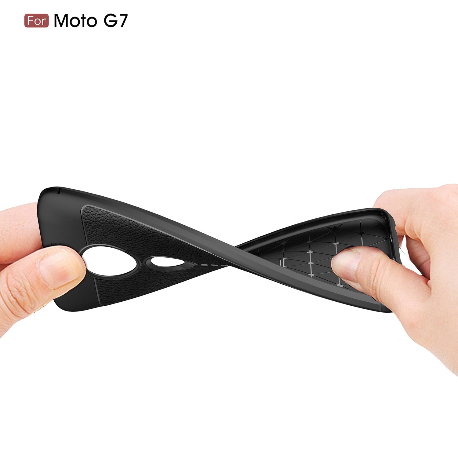 Moto G7/G7Plus Leather Texture Case Black
