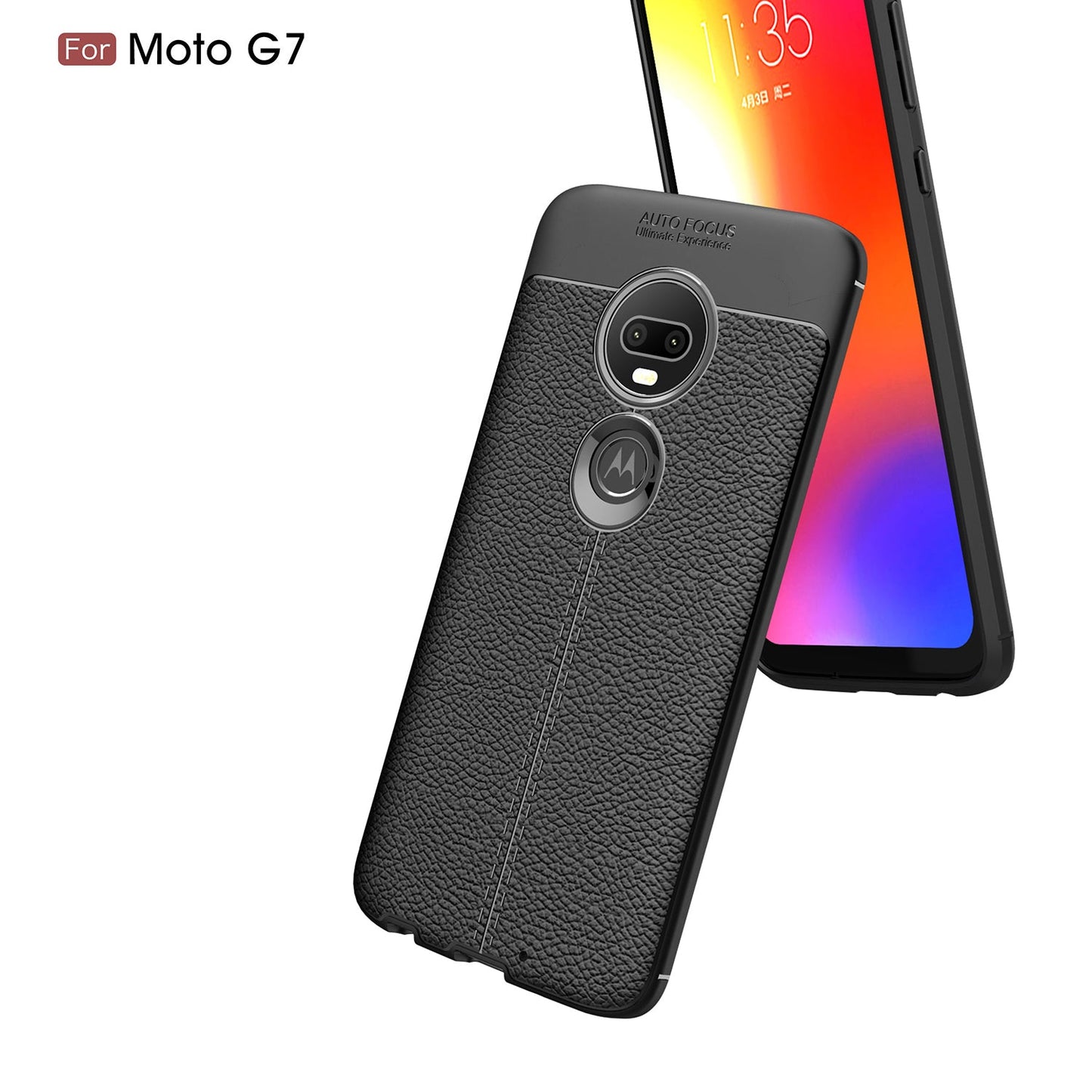 Moto G7/G7Plus Leather Texture Case Black