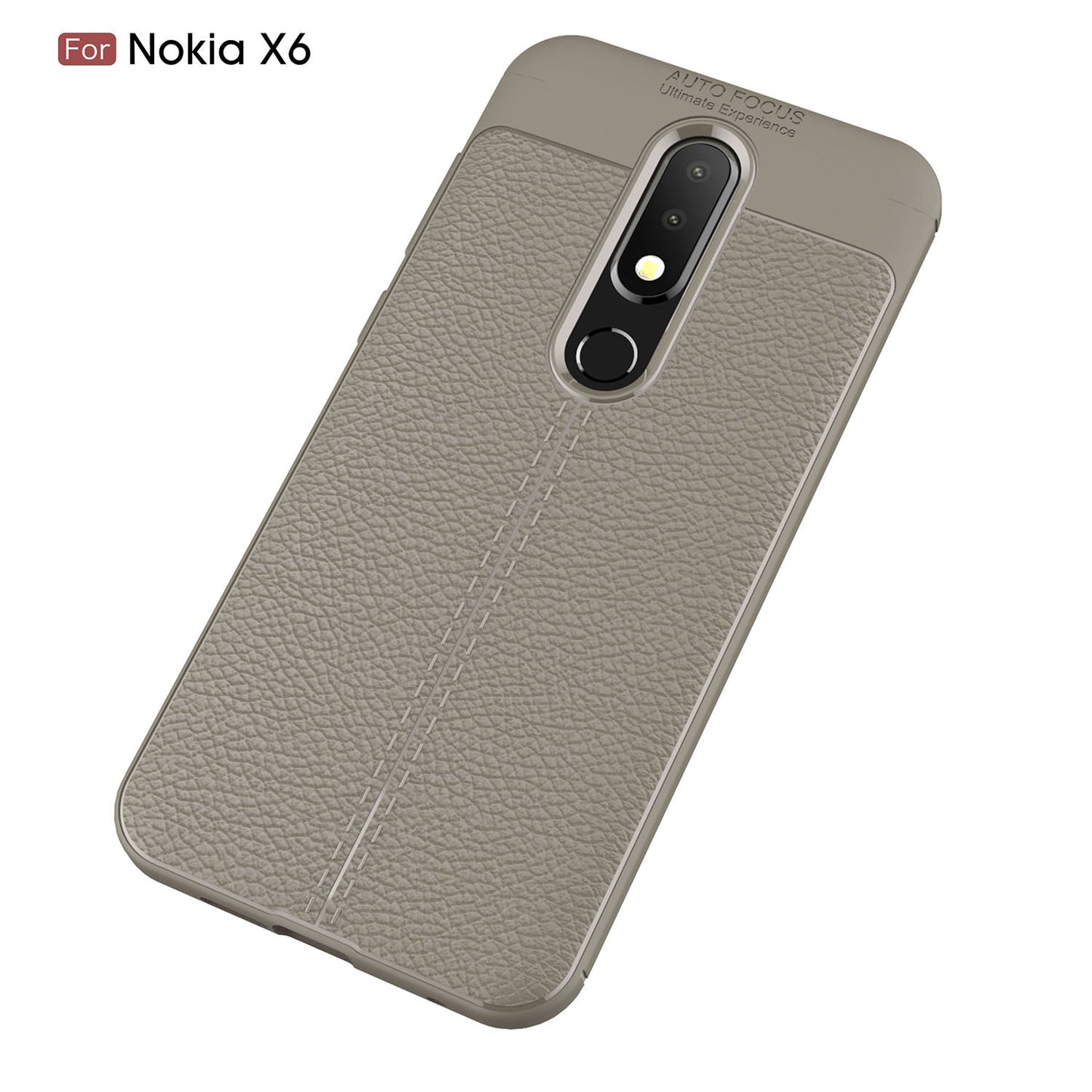 Nokia 6.1 Plus (X6) Leather Texture Case Grey