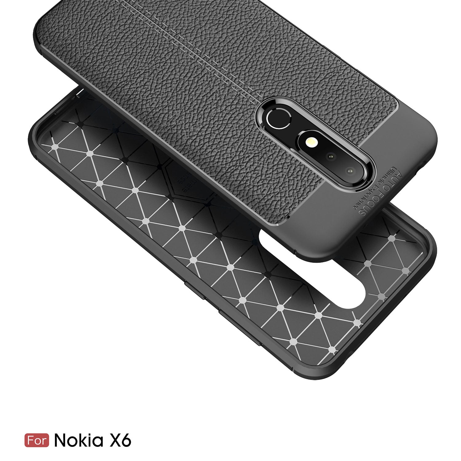 Nokia 6.1 Plus (X6) Leather Texture Case Black