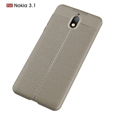 Nokia 3.1 Leather Texture Case Grey