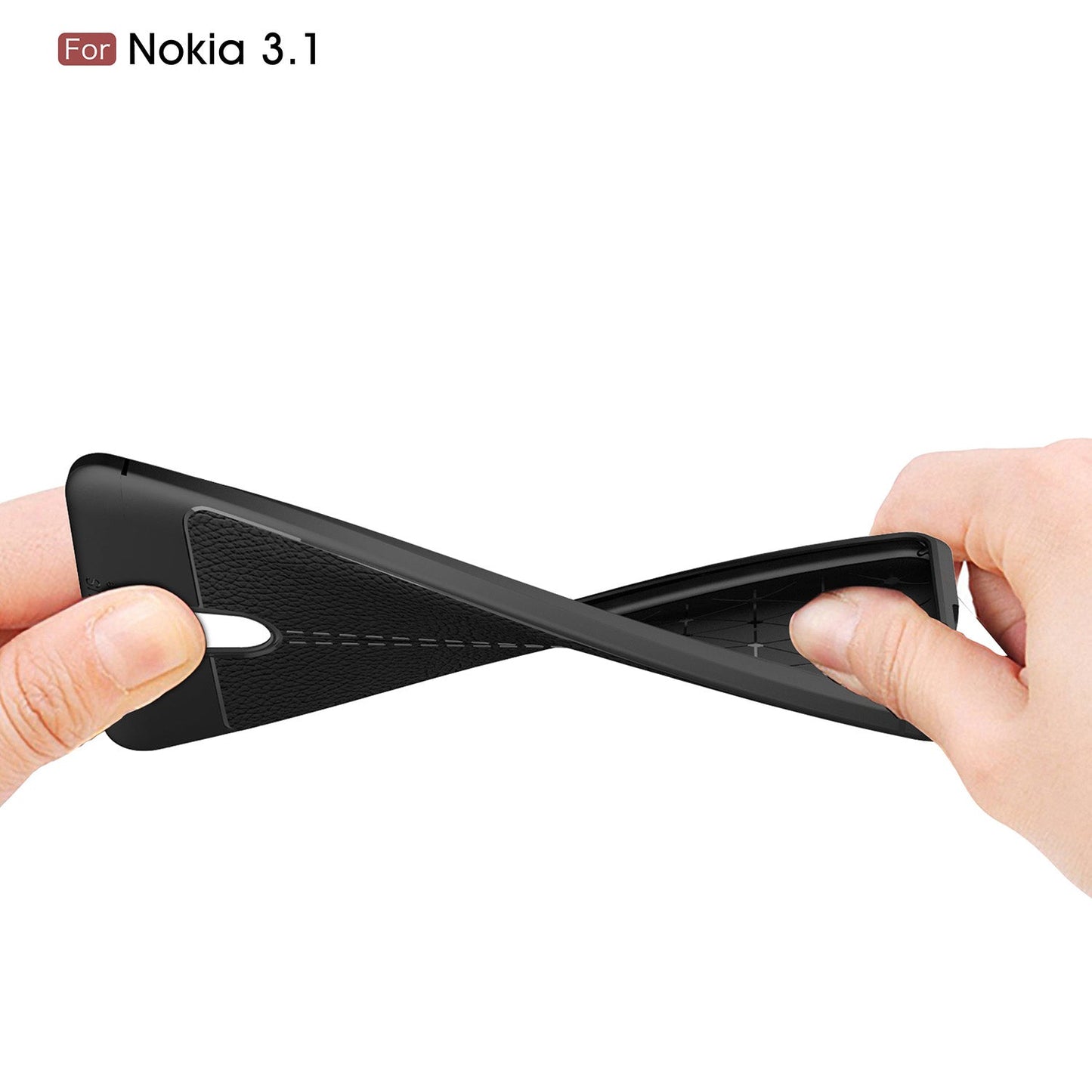 Nokia 3.1 Leather Texture Case Grey