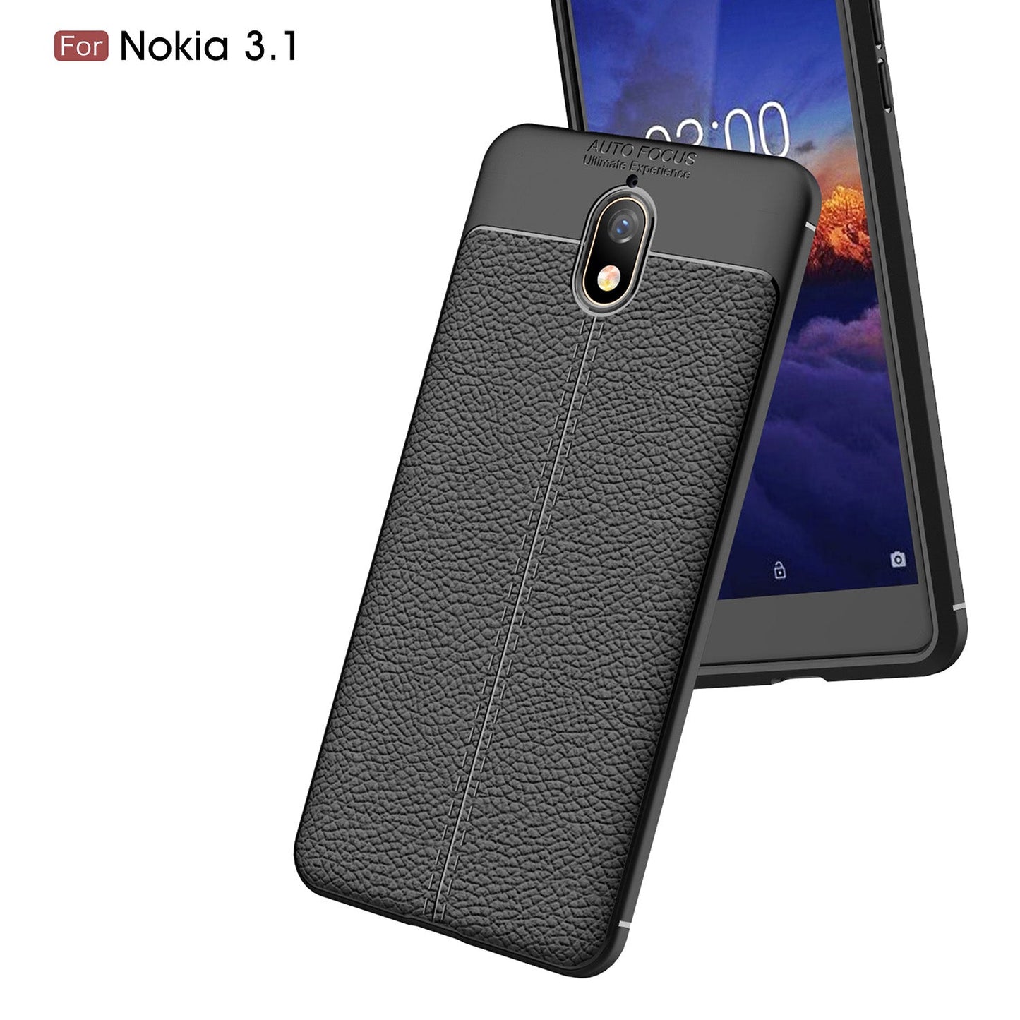 Nokia 3.1 Leather Texture Case Grey
