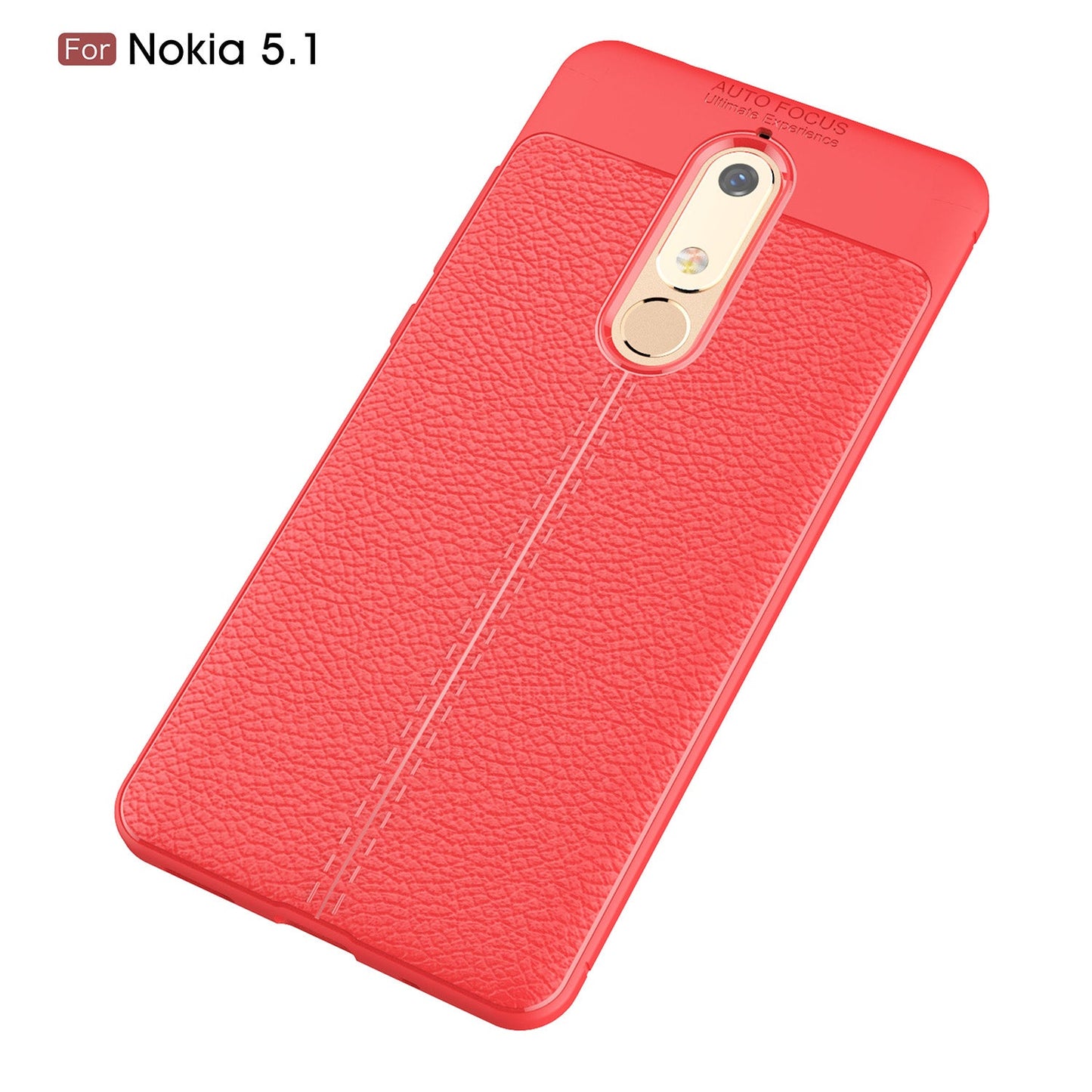 Nokia 5.1 Leather Texture Case Red