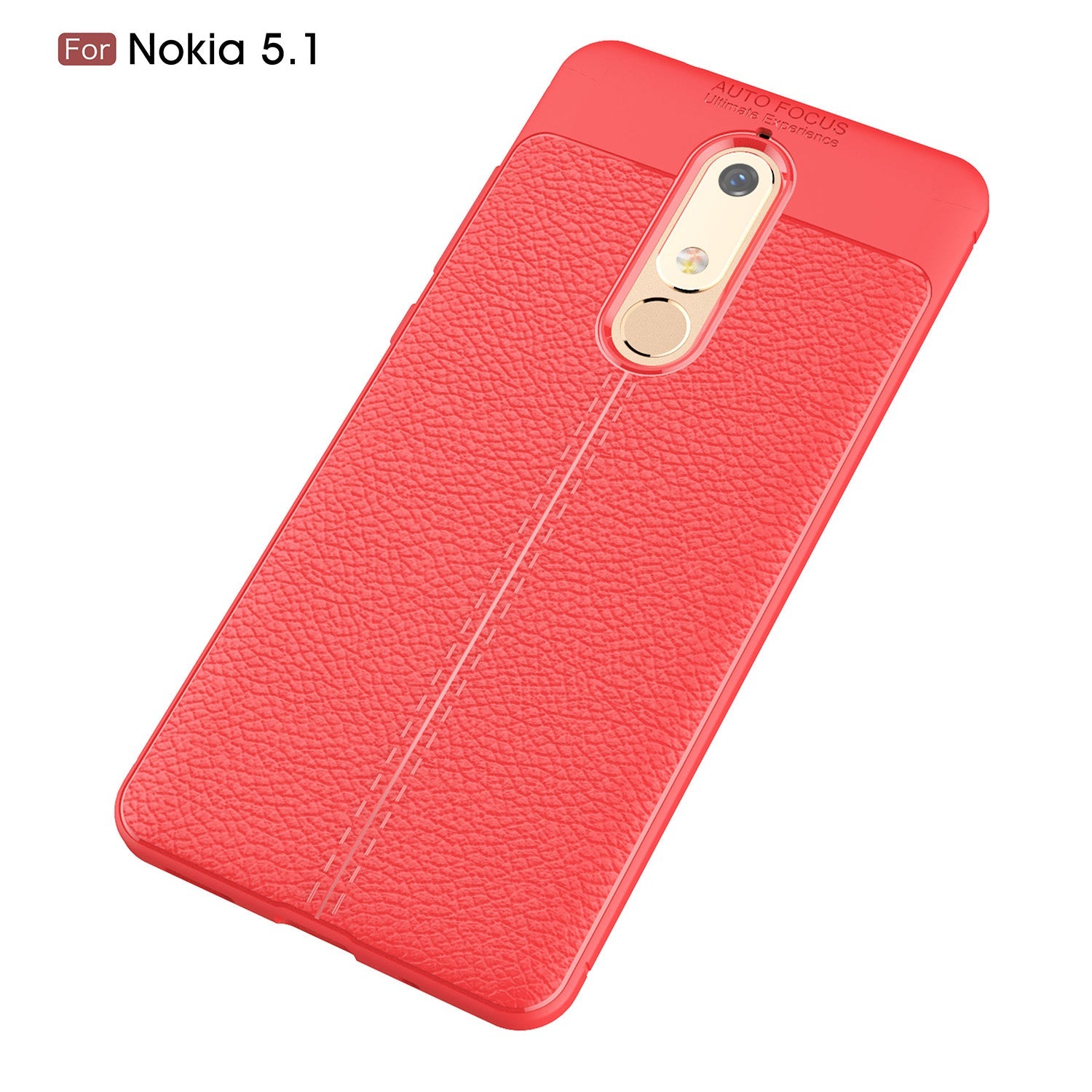 Nokia 5.1 Leather Texture Case Red