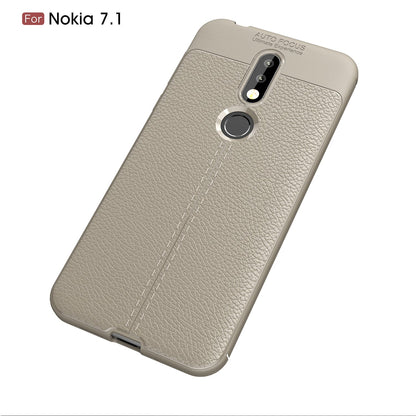 Nokia 7.1 Leather Texture Case Grey