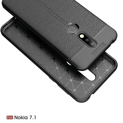 Nokia 7.1 Leather Texture Case Grey