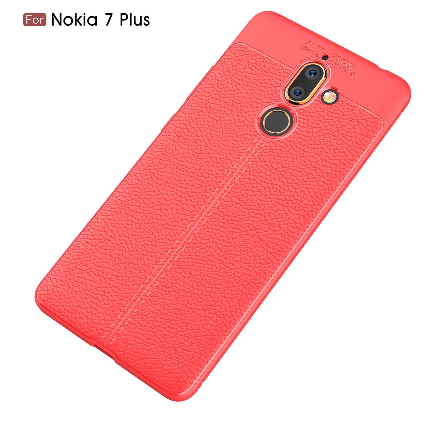 Nokia 7 Plus Leather Texture Case Red