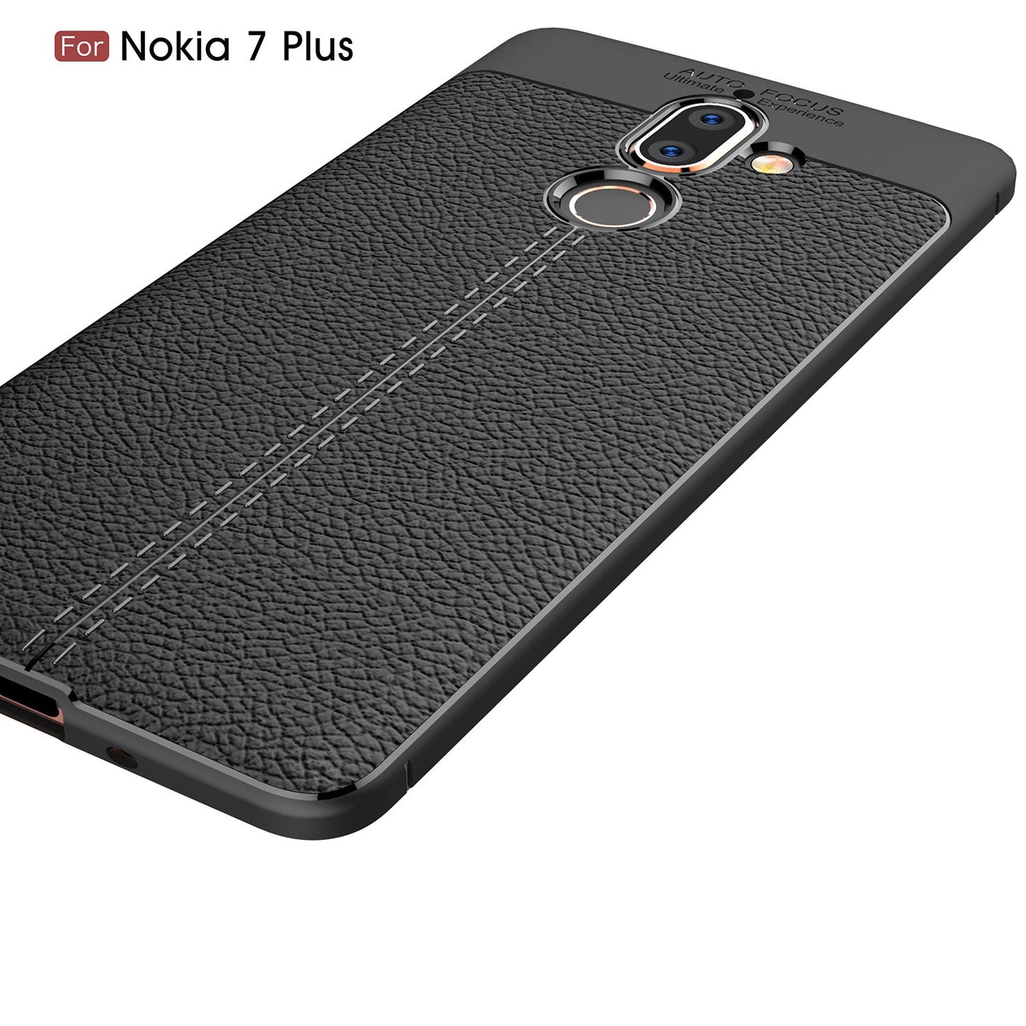 Nokia 7 Plus Leather Texture Case Red