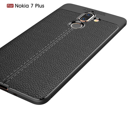 Nokia 7 Plus Leather Texture Case Red