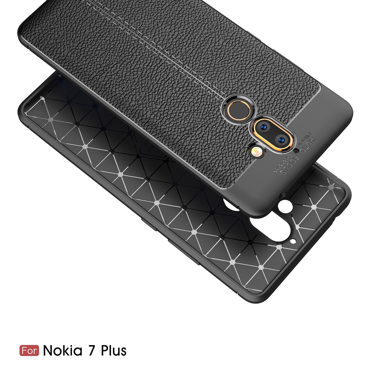 Nokia 7 Plus Leather Texture Case Red