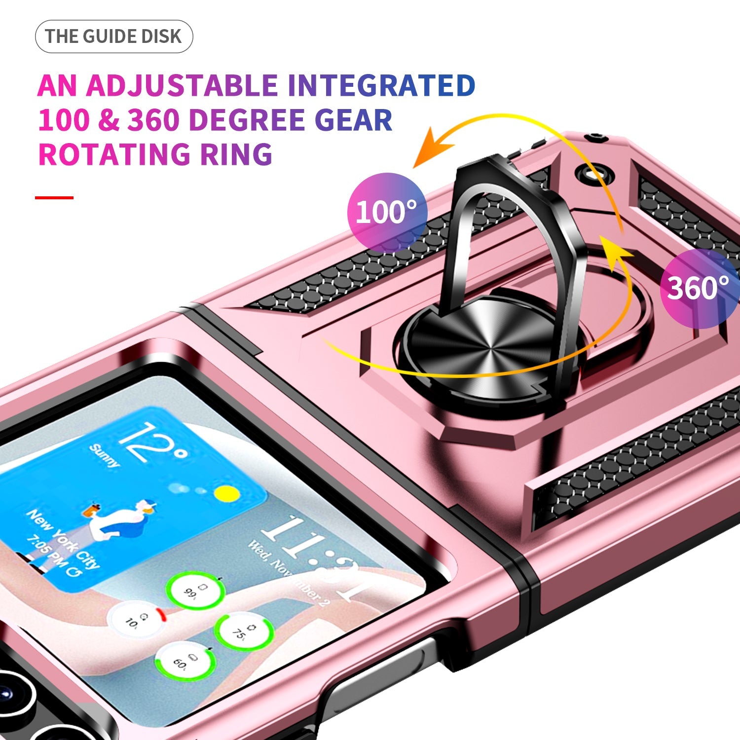 Galaxy Z Flip5 5g Military Armour Ring Case [Rosegold]