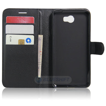 Huawei Y6 Elite Pu Wallet Case [Black]