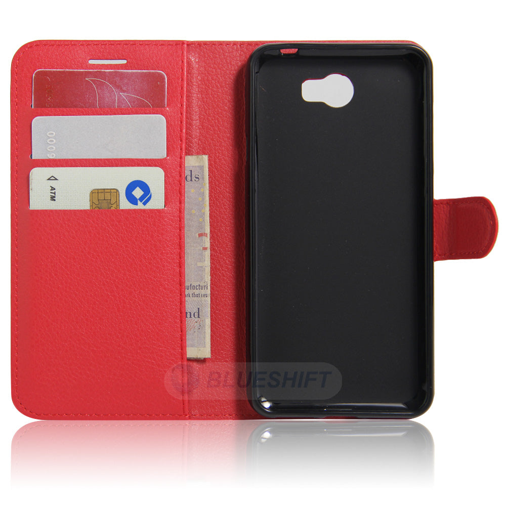 Huawei Y6 Elite Pu Wallet Case [Red]