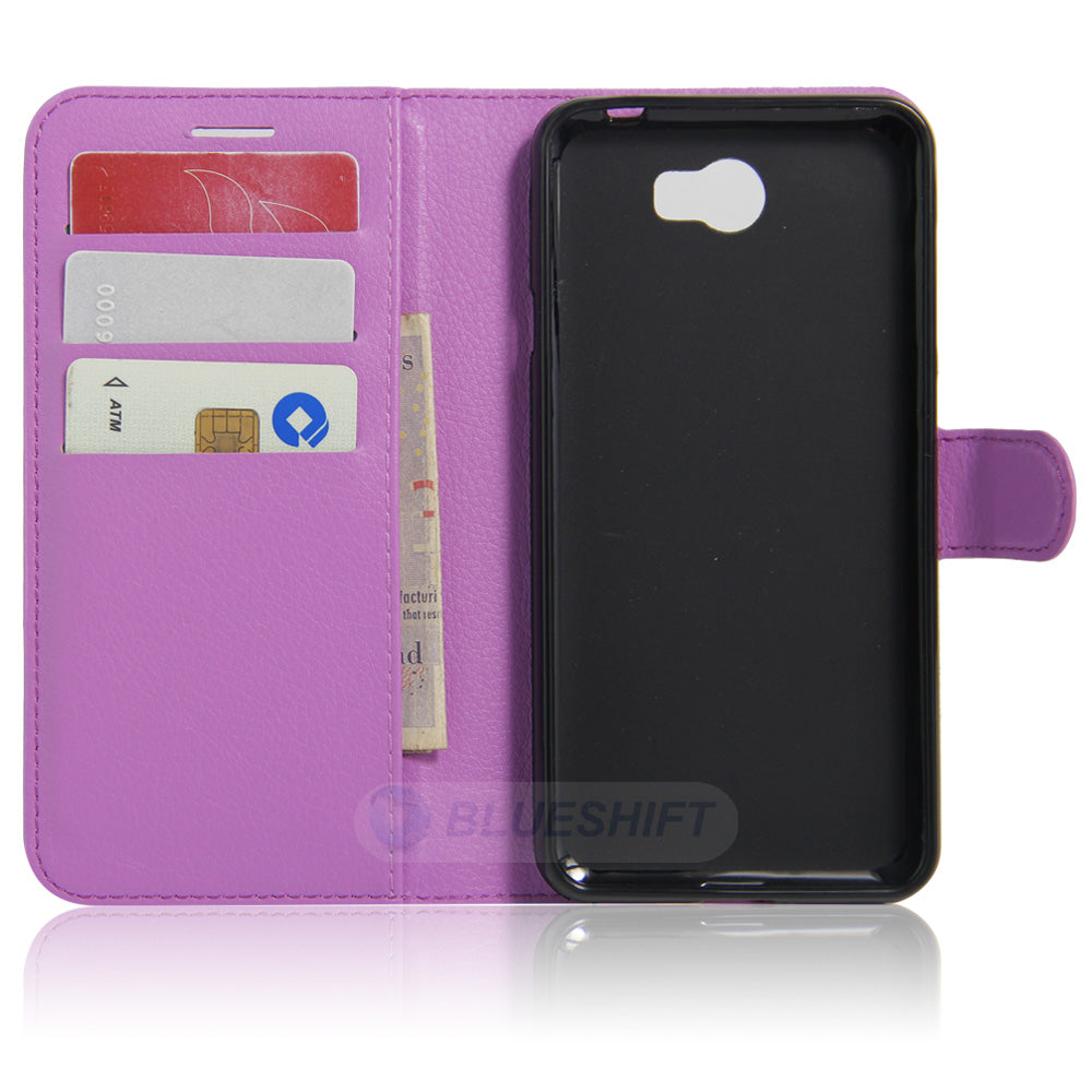 Huawei Y6 Elite Pu Wallet Case [Purple]