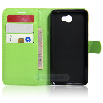 Huawei Y6 Elite Pu Wallet Case [Green]