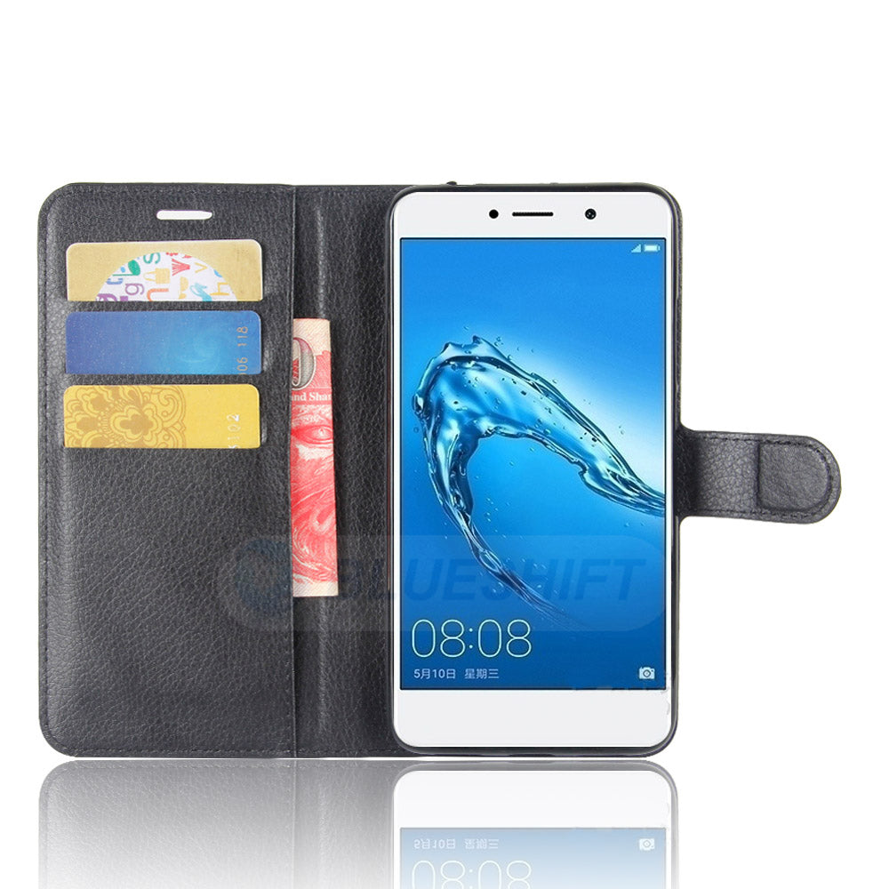 Huawei Y7 Pu Wallet Case [Black]