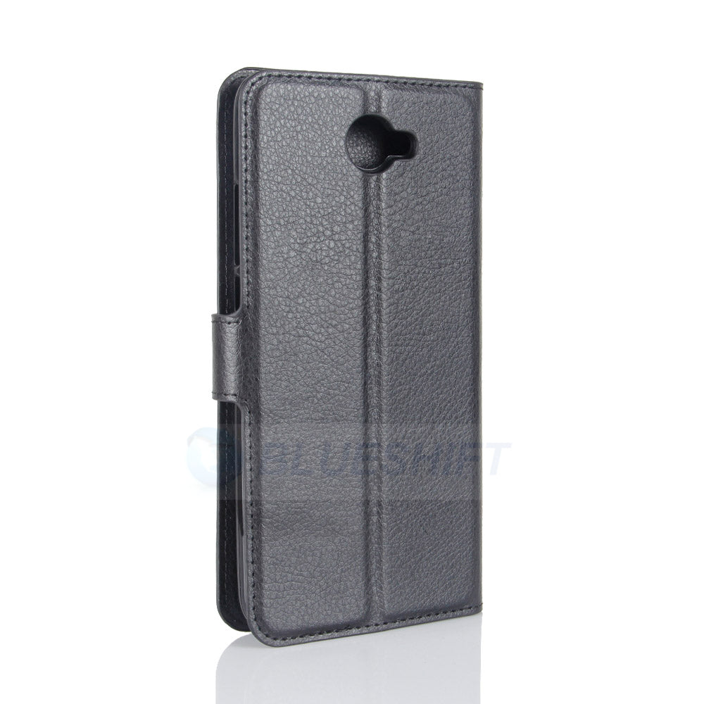 Huawei Y7 Pu Wallet Case [Black]