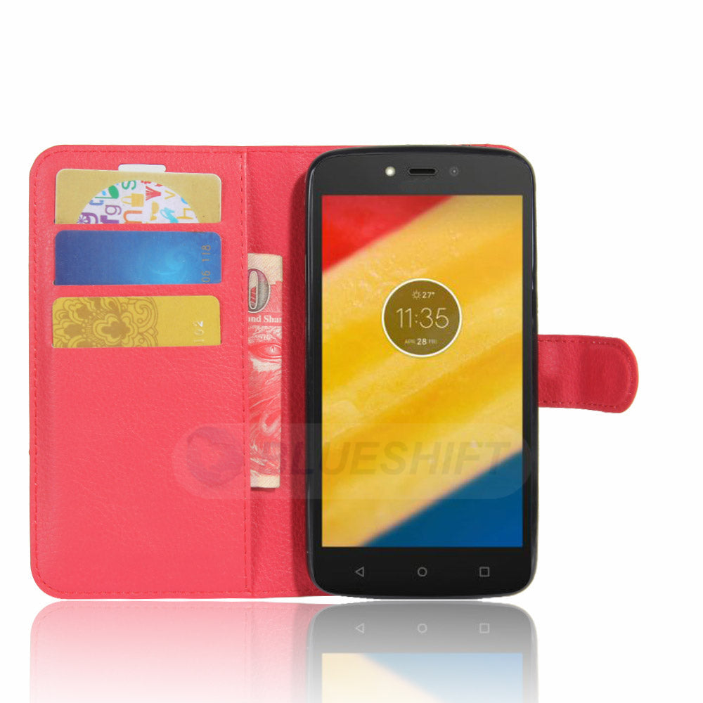 Moto C Pu Wallet Case [Red]