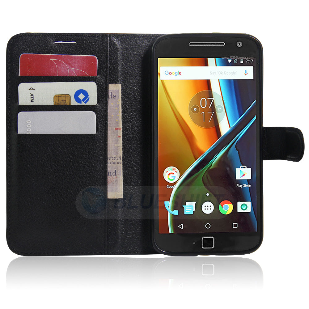 Moto G4/G4Plus Pu Wallet Case [Black]