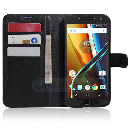Moto G4/G4Plus Pu Wallet Case [Black]