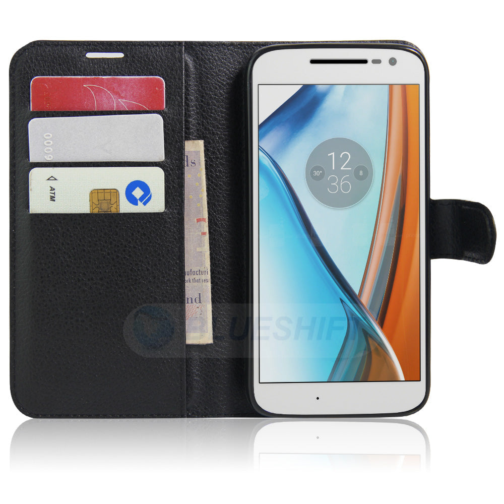 Moto G4 Play Pu Wallet Case [Black]