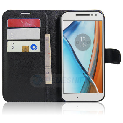 Moto G4 Play Pu Wallet Case [Black]