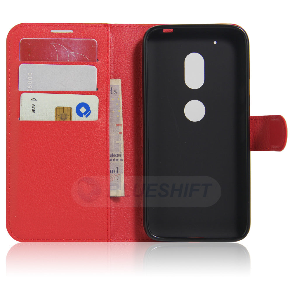Moto G4 Play Pu Wallet Case [Red]