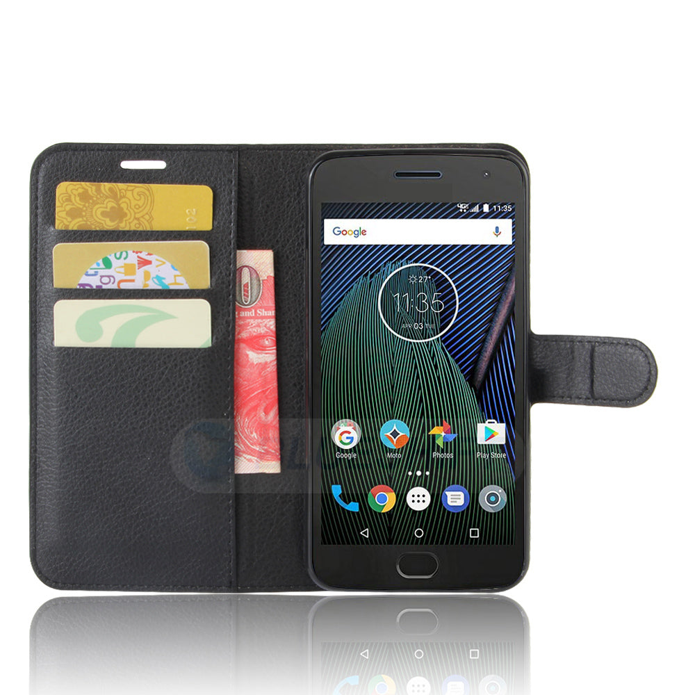 Moto G5 Plus Pu Wallet Case [Black]