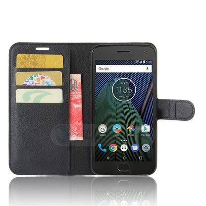Moto G5 Plus Pu Wallet Case [Black]