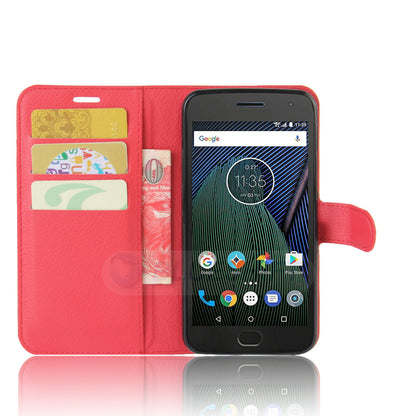 Moto G5 Plus Pu Wallet Case [Red]
