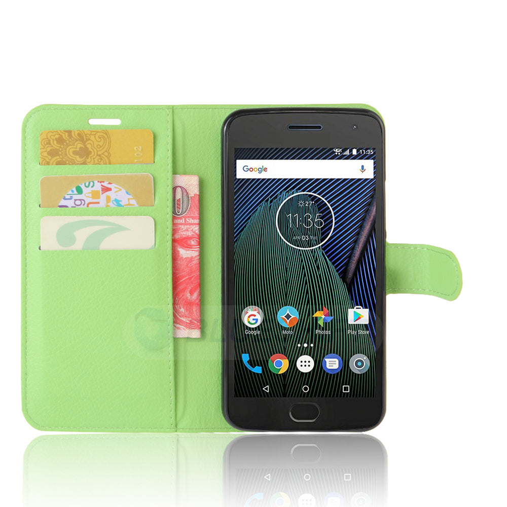 Moto G5 Plus Pu Wallet Case [Green]