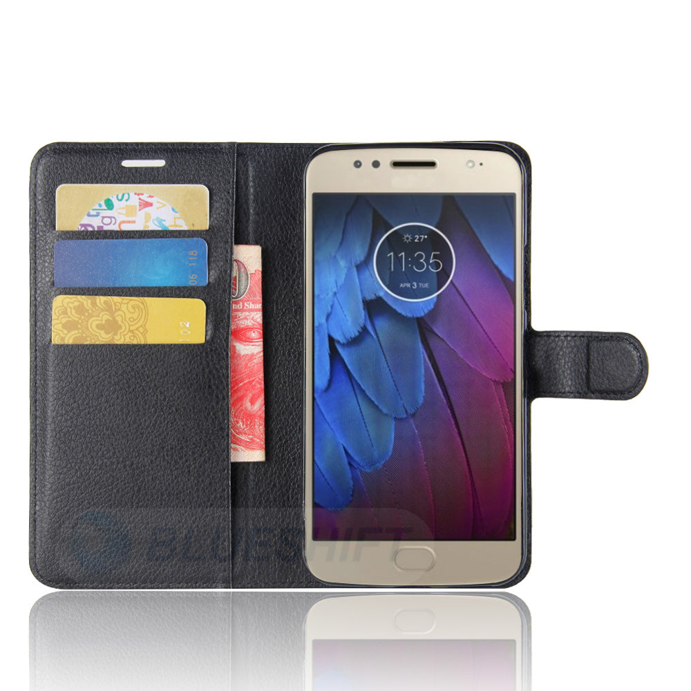 Moto G5S Pu Wallet Case [Black]