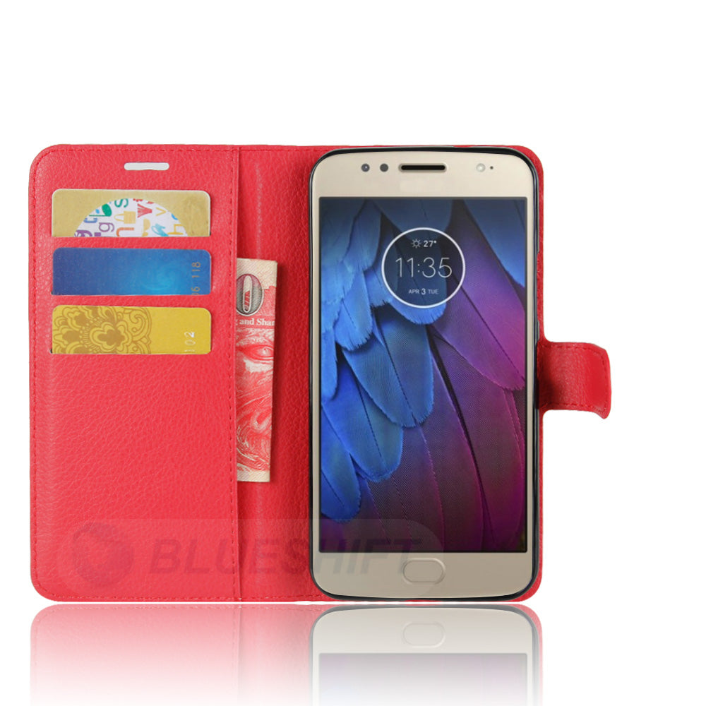 Moto G5S Pu Wallet Case [Red]