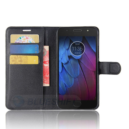 Moto G5S Plus Pu Wallet Case [Black]