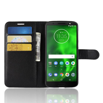 Moto G6 Pu Wallet Case [Black]