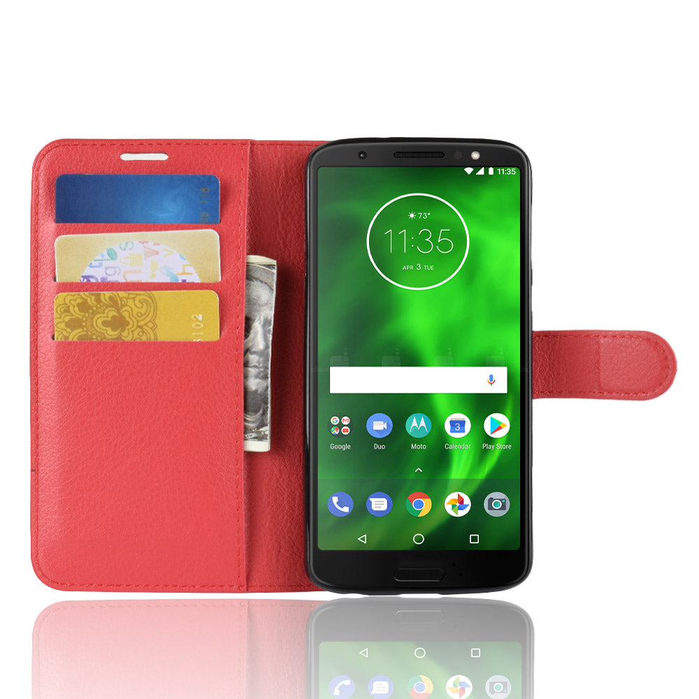 Moto G6 Pu Wallet Case [Red]