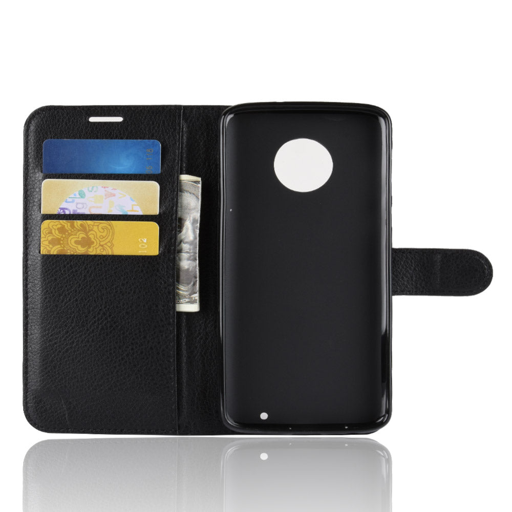 Moto G6 Plus Pu Wallet Case [Black]