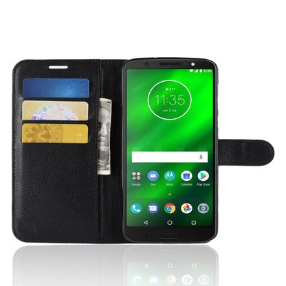 Moto G6 Plus Pu Wallet Case [Black]