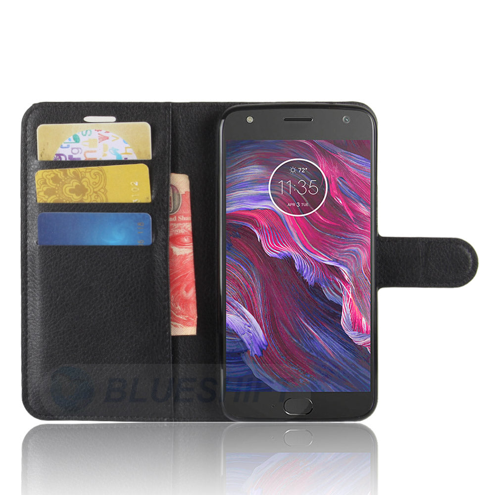Moto X4 Pu Wallet Case [Black]