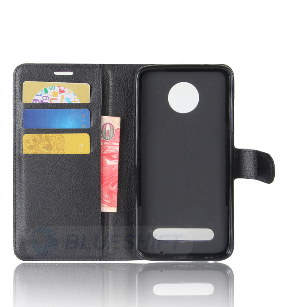 Moto Z2 Play Pu Wallet Case [Black]